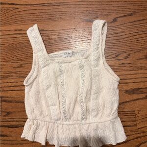 ZARA Cream Lace-Trim Peplum Camisole